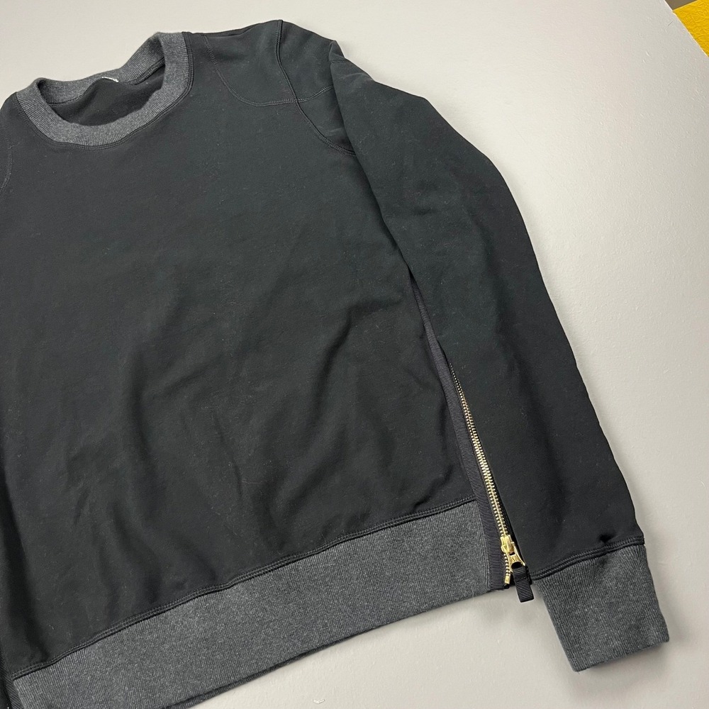 Lululemon Sweatshirt Womens 4 Black Gray Side Zip Crewneck Pullover Stretch